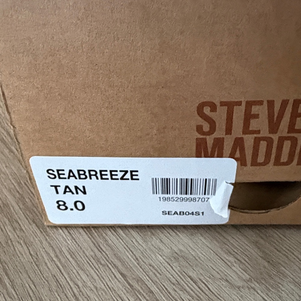 Steve Madden Seabreeze Tan Shoe Box Label